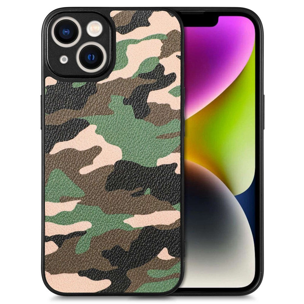 iPhone 14 TPU Cover Shockproof Camouflage Pattern Anti Fall Support Wireless Charging – Grøn
