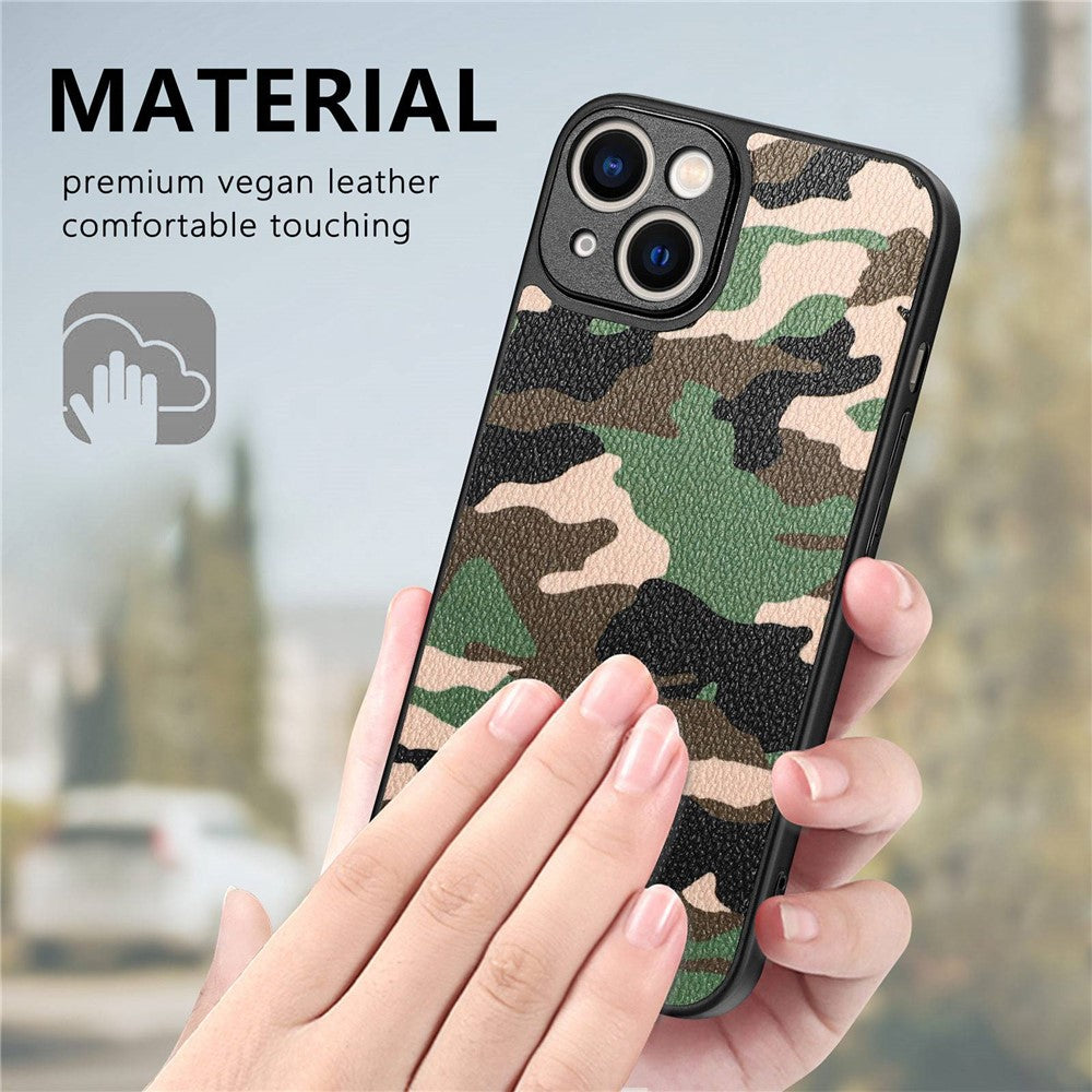 iPhone 14 TPU Cover Shockproof Camouflage Pattern Anti Fall Support Wireless Charging – Grøn - produktbillede 6