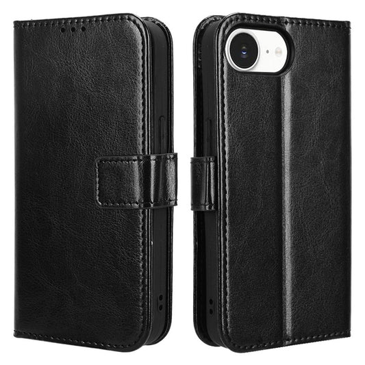 iPhone 16e / 17e Wallet Flip Cover Crazy Horse – Sort - produktbillede 1