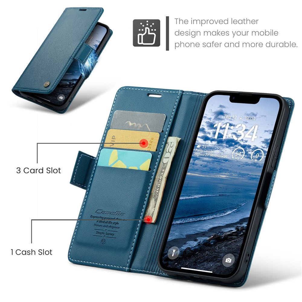 iPhone 16e / 17e Wallet Flip Cover RFID – Blå - produktbillede 3