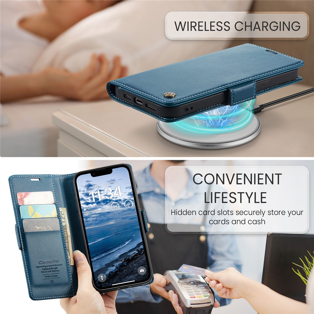 iPhone 16e / 17e Wallet Flip Cover RFID – Blå - produktbillede 5