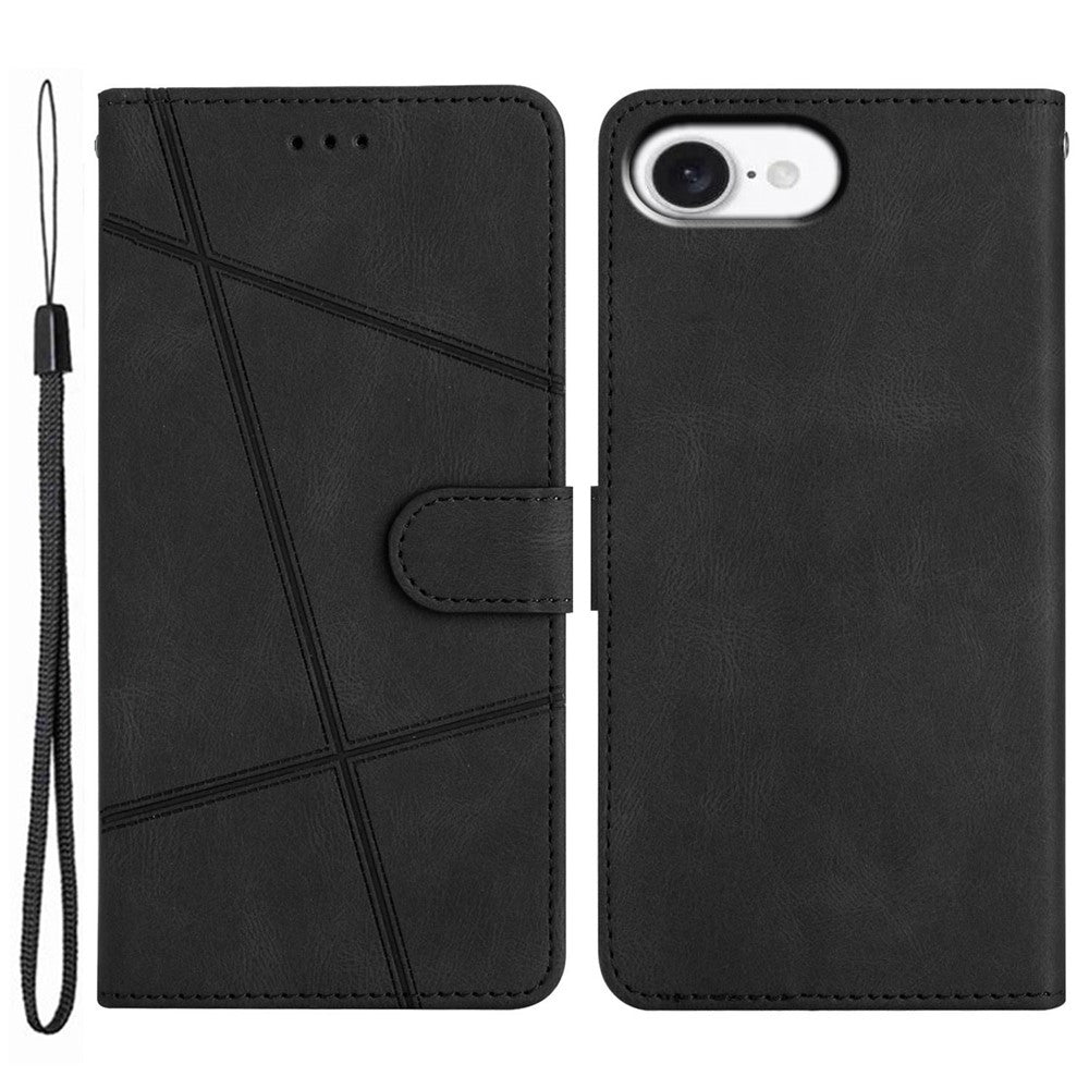 iPhone 16e / 17e Wallet Flip Cover Lines – Sort - produktbillede 1