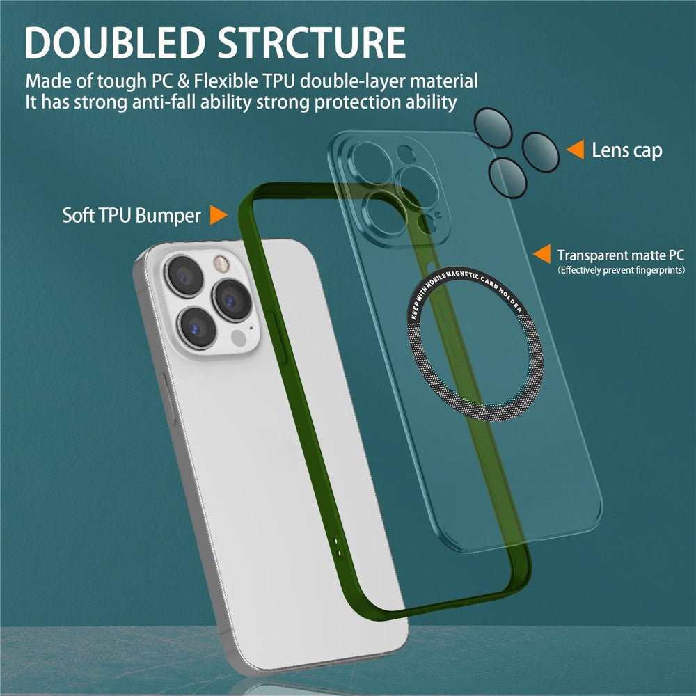 iPhone 14 Pro Cover Slim Soft Metal Lens Protection – Grøn