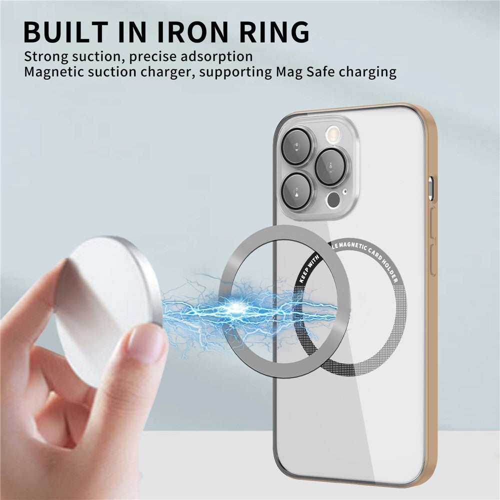 iPhone 14 Pro Cover Slim Magnetic Soft Hard Shockproof Metal Lens Protection Light – Gul - produktbillede 5