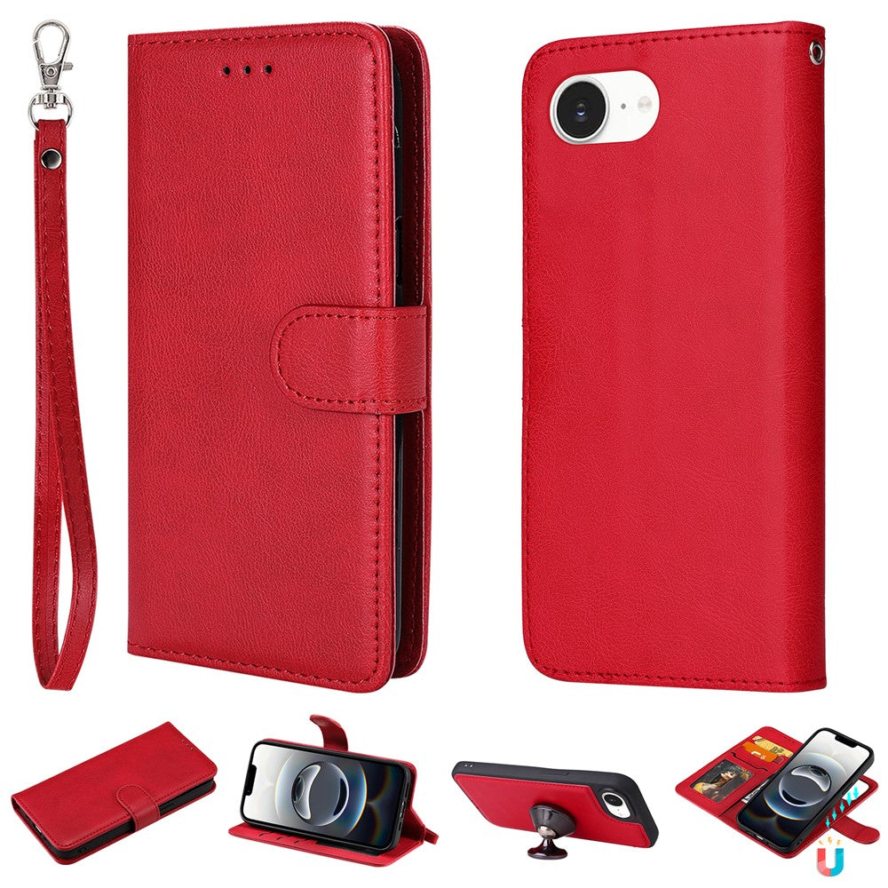 iPhone 16e / 17e Wallet Flip Cover 2-i-1 – Rød
