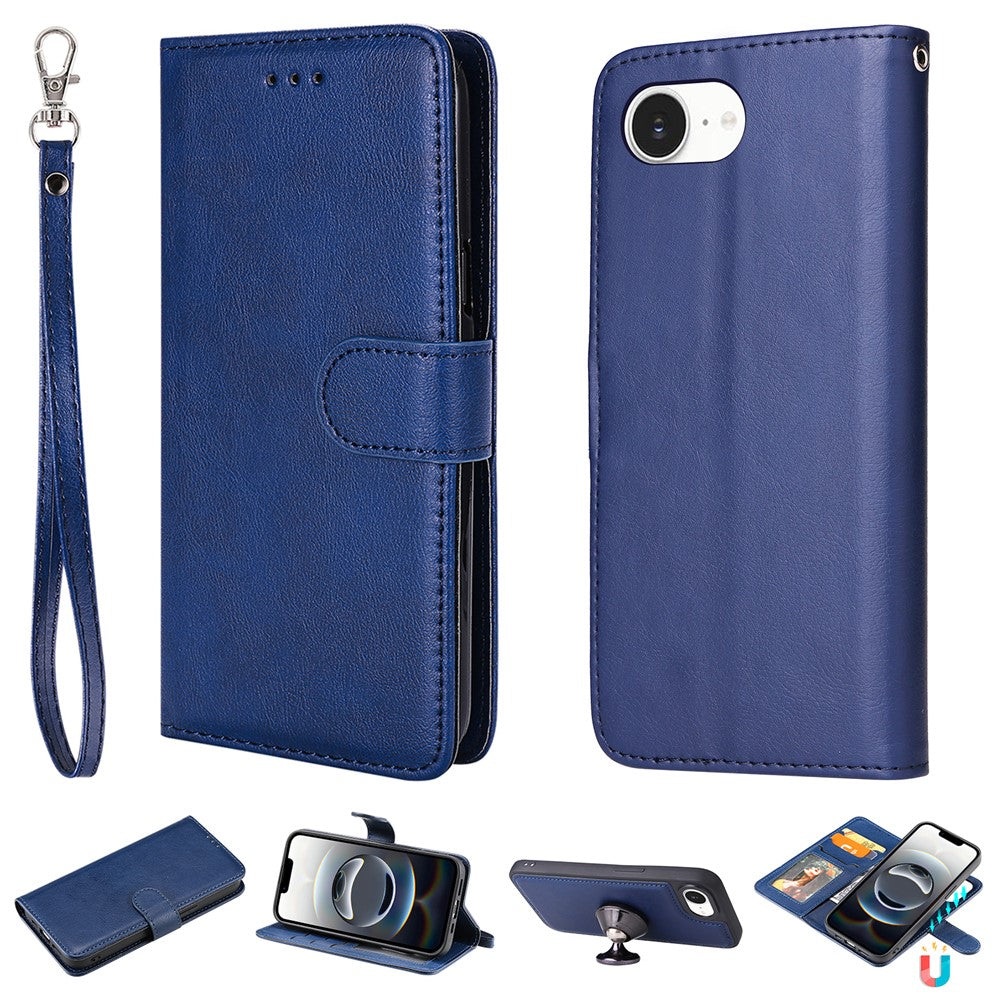iPhone 16e / 17e Wallet Flip Cover 2-i-1 – Blå