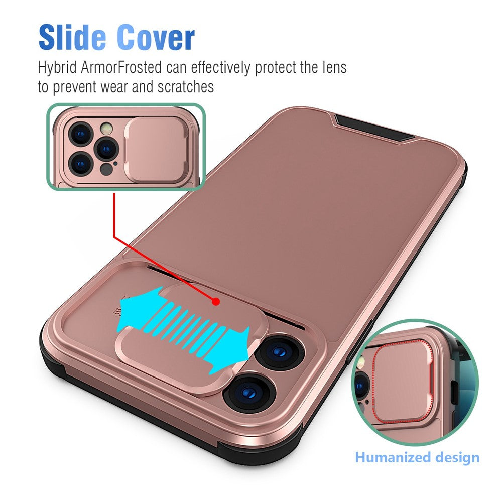 iPhone 14 Pro Cover Slim Anti Fall Hard Soft Sliding Camera Lens Rose – Guld - produktbillede 3