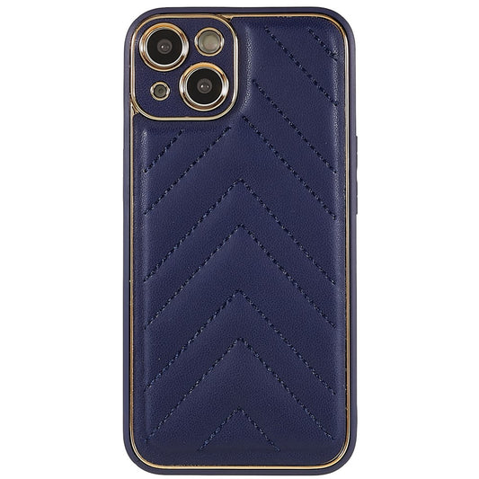 iPhone 14 Plus TPU Cover Electroplating Design V Shape Stitching Line – Mørk Blå/Blå - produktbillede 1