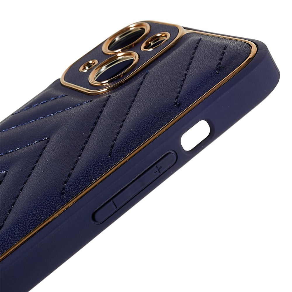 iPhone 14 Plus TPU Cover Electroplating Design V Shape Stitching Line – Mørk Blå/Blå - produktbillede 7