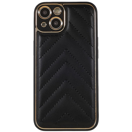 iPhone 14 Plus TPU Cover Electroplating Design V Shape Stitching Line – Sort - produktbillede 1