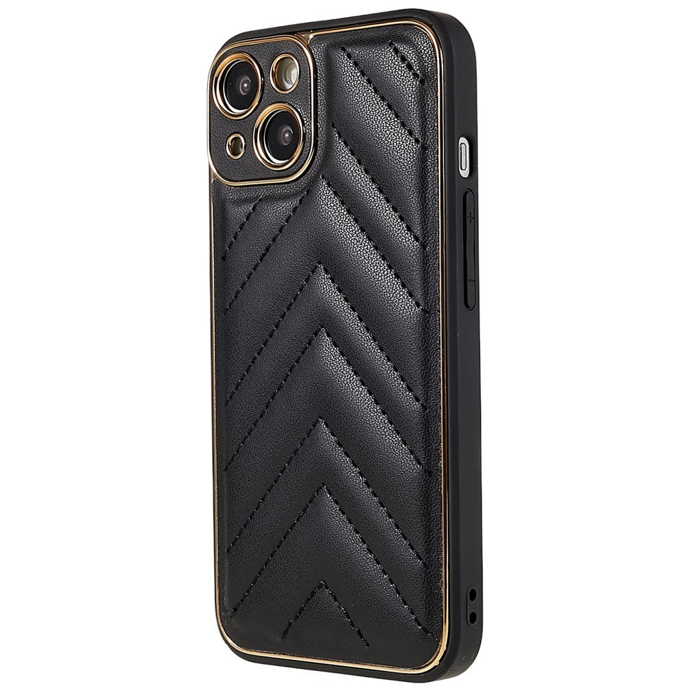 iPhone 14 Plus TPU Cover Electroplating Design V Shape Stitching Line – Sort - produktbillede 2