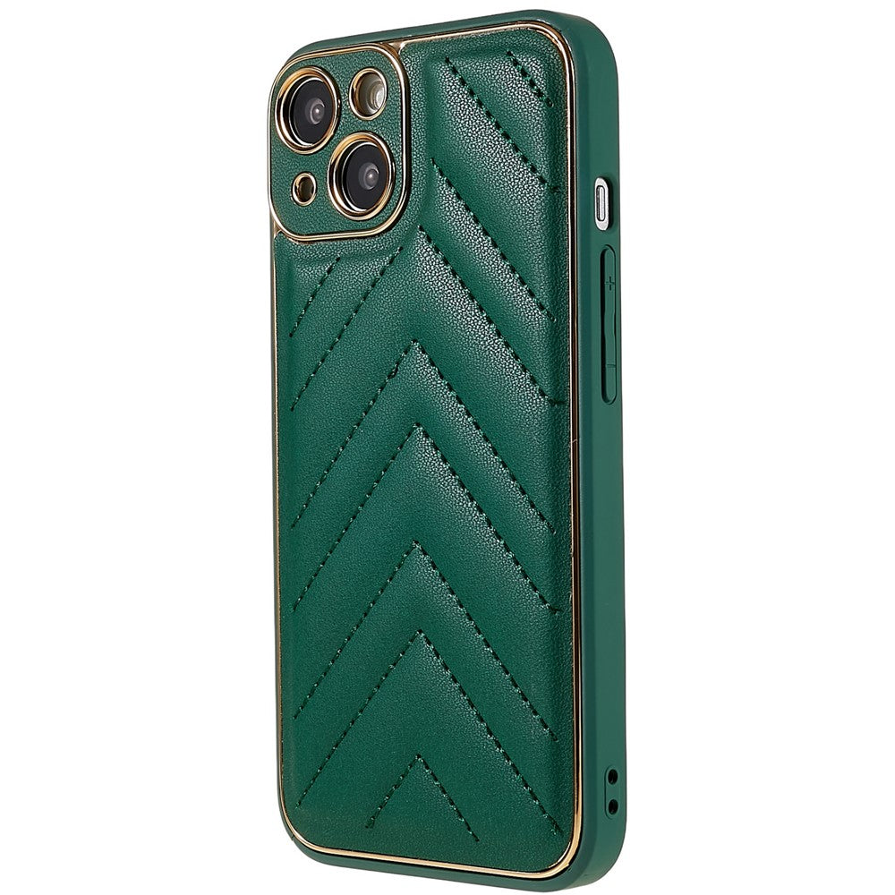 iPhone 14 Plus TPU Cover V Shape Stitching Line – Grøn - produktbillede 2