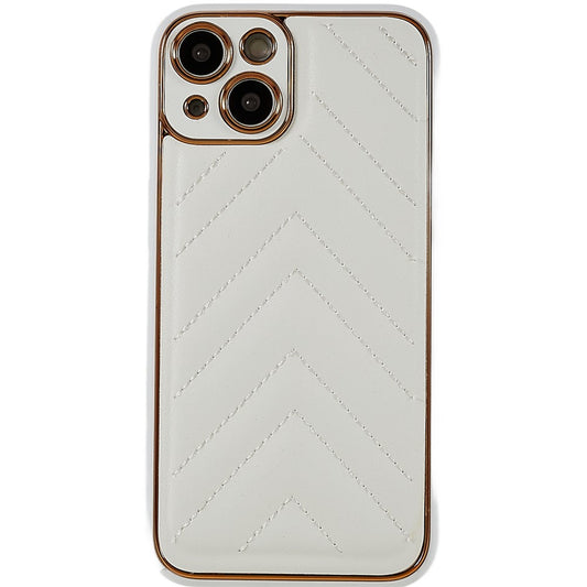 iPhone 14 Plus TPU Cover Electroplating Design V Shape Stitching Line – Hvid - produktbillede 1