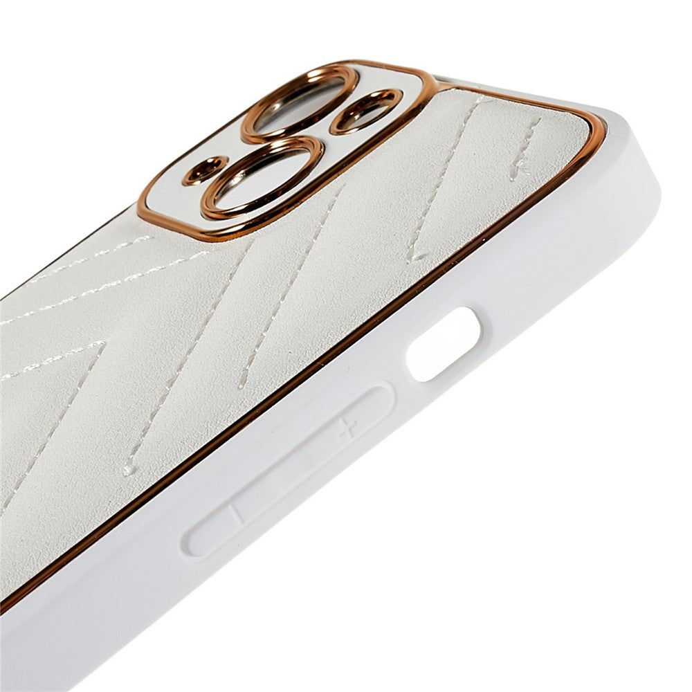 iPhone 14 Plus TPU Cover Electroplating Design V Shape Stitching Line – Hvid - produktbillede 7