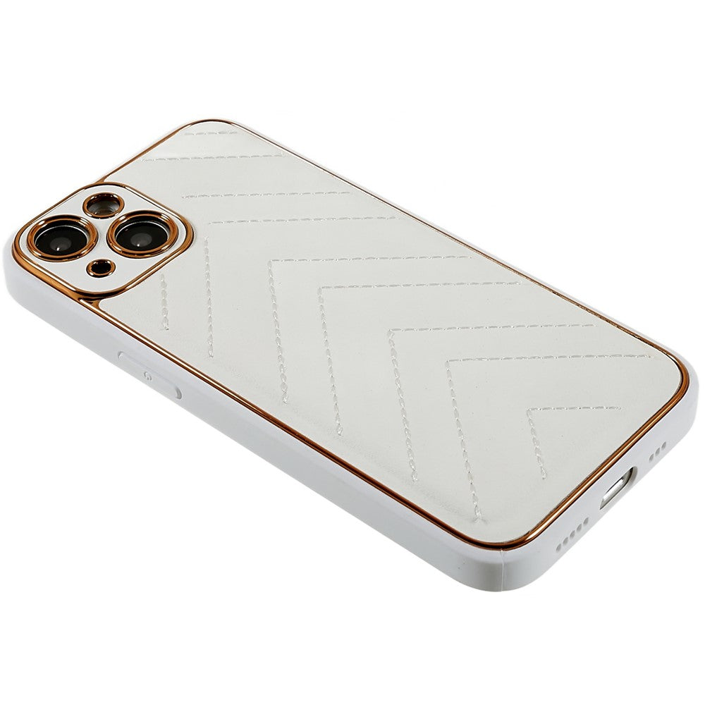 iPhone 14 TPU Cover Mag V Shape Stitching Line Electroplating Design Cell – Hvid - produktbillede 4