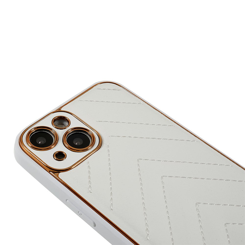 iPhone 14 TPU Cover Mag V Shape Stitching Line Electroplating Design Cell – Hvid - produktbillede 6
