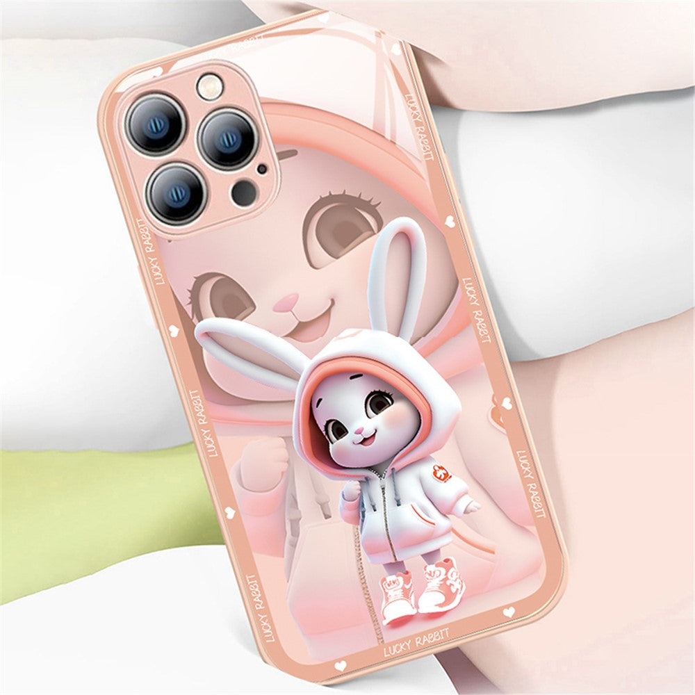 iPhone 13 Pro TPU Cover Hard Tempered Glass Beautiful Rabbit Deep – Pink - produktbillede 6