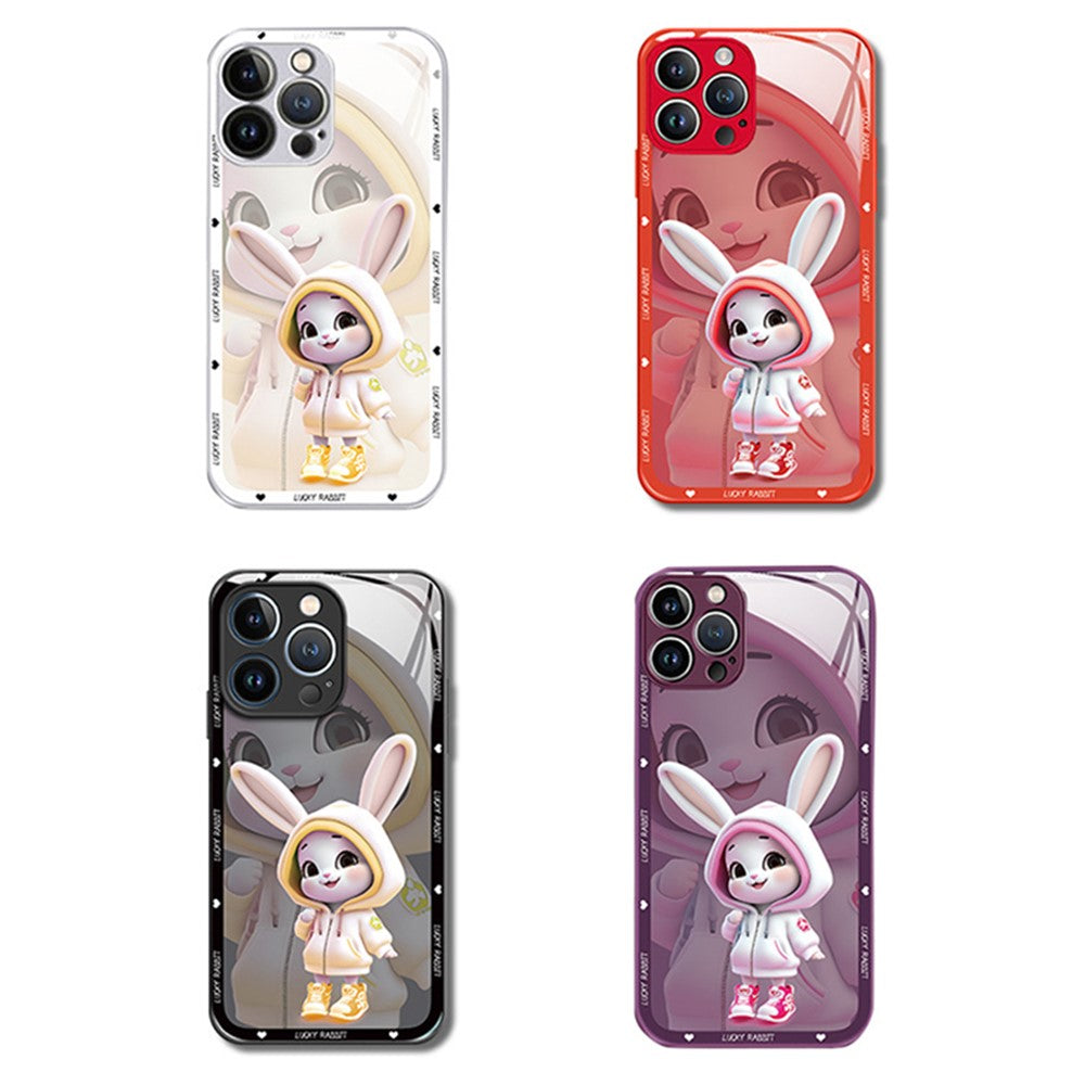 iPhone 13 Pro TPU Cover Hard Tempered Glass Beautiful Rabbit Deep – Pink - produktbillede 7