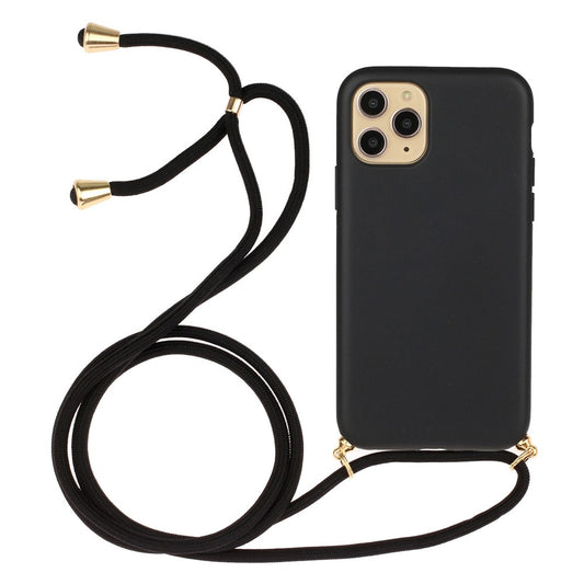 iPhone 15 pro Max Cover Ensfarvet Med Halssnor – Sort – Beecovered - produktbillede 1