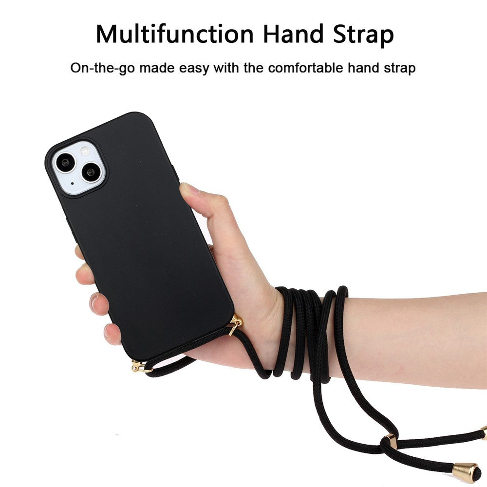 iPhone 15 plus/15 Plus Cover Ensfarvet Med Halssnor – Sort – Beecovered - produktbillede 2