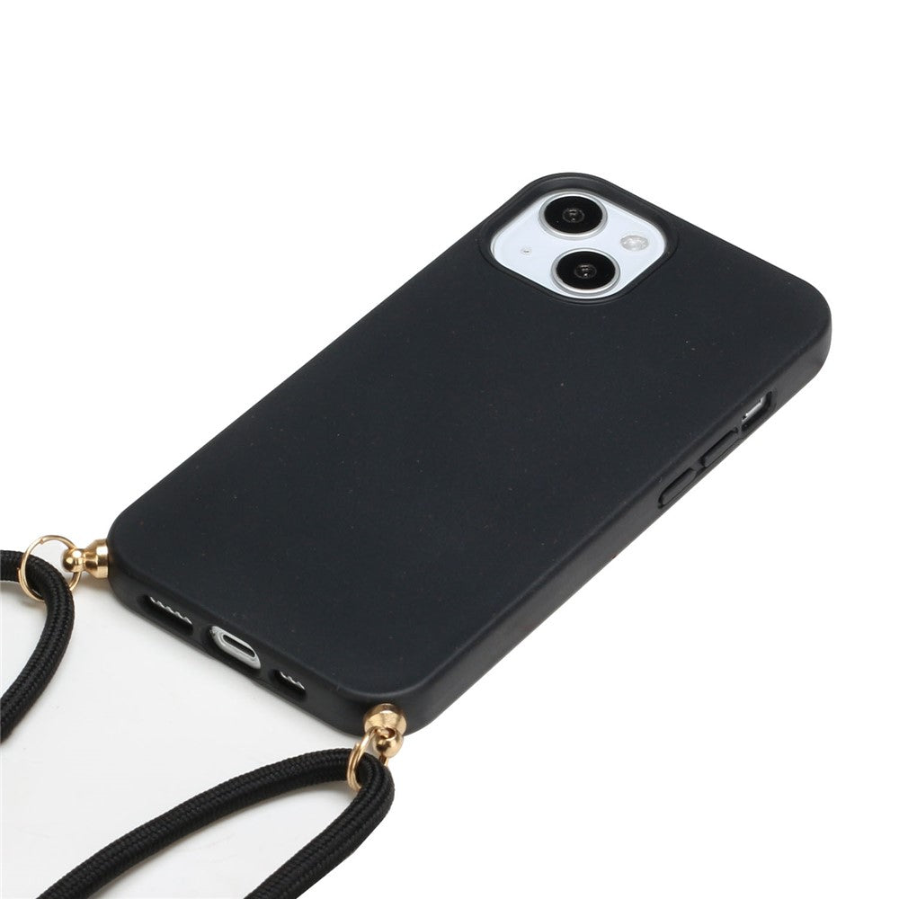 iPhone 15 plus/15 Plus Cover Ensfarvet Med Halssnor – Sort – Beecovered - produktbillede 4