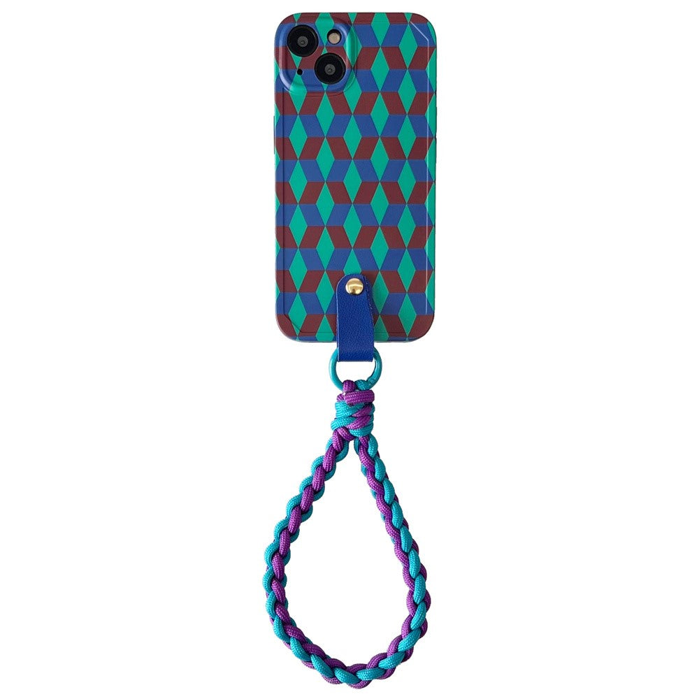 iPhone 13 Mønster Håndleds Strap – Lilla/Grøn - produktbillede 1