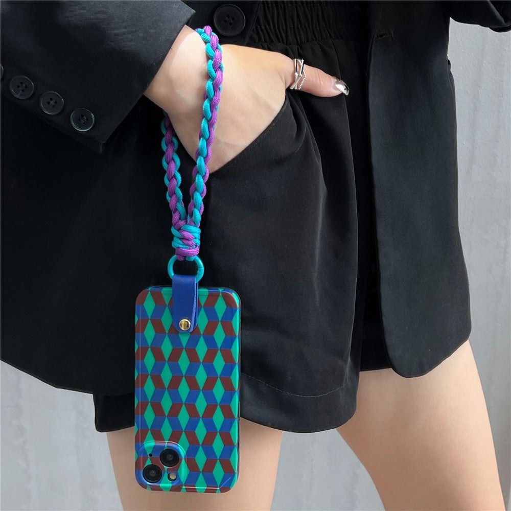 iPhone 13 Mønster Håndleds Strap – Lilla/Grøn - produktbillede 3