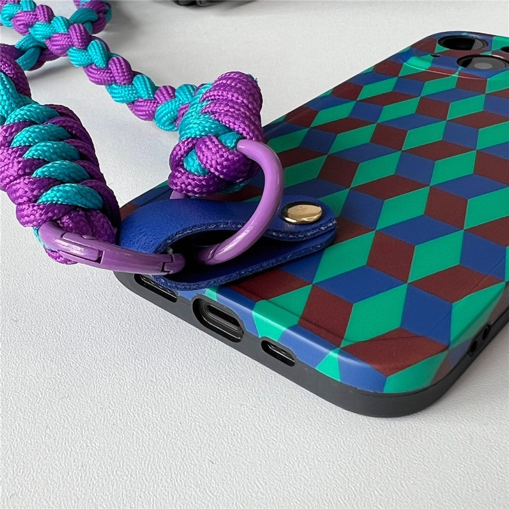 iPhone 13 Mønster Håndleds Strap – Lilla/Grøn - produktbillede 5