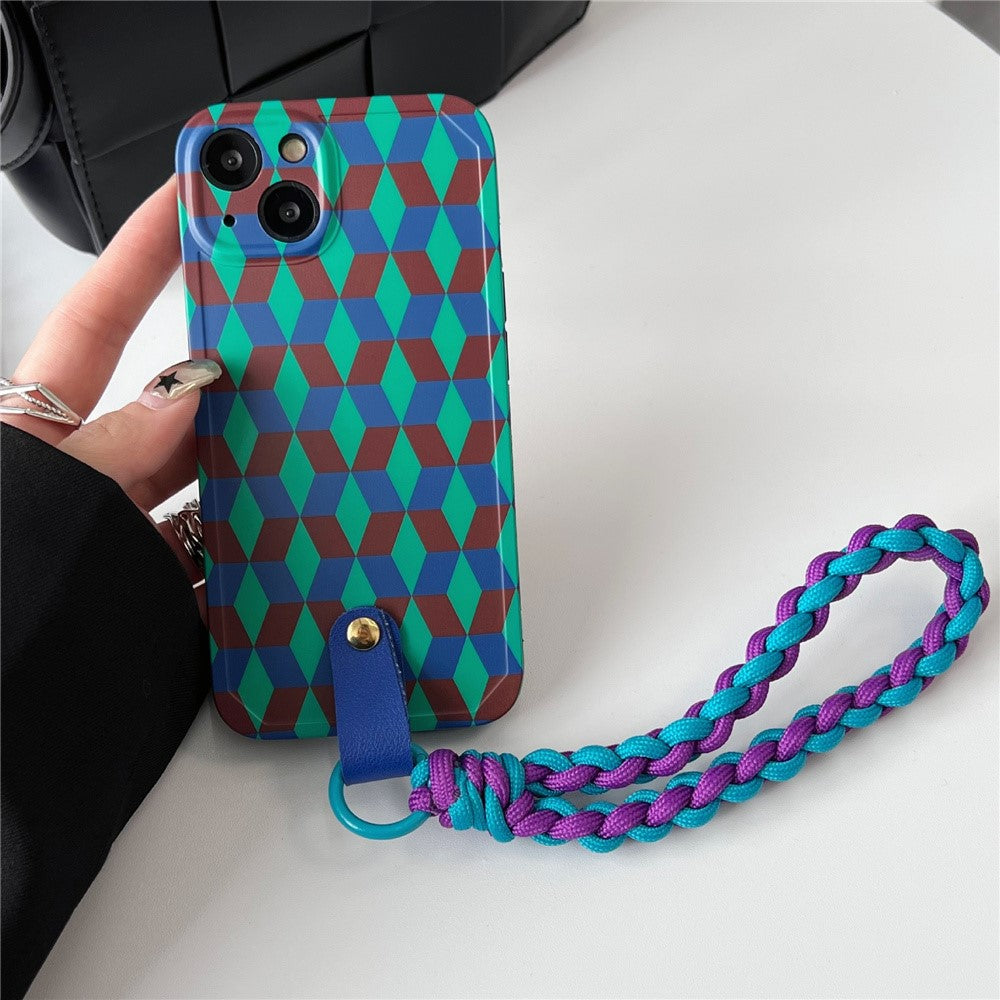 iPhone 14 Mønster Håndleds Strap – Lilla/Grøn - produktbillede 2