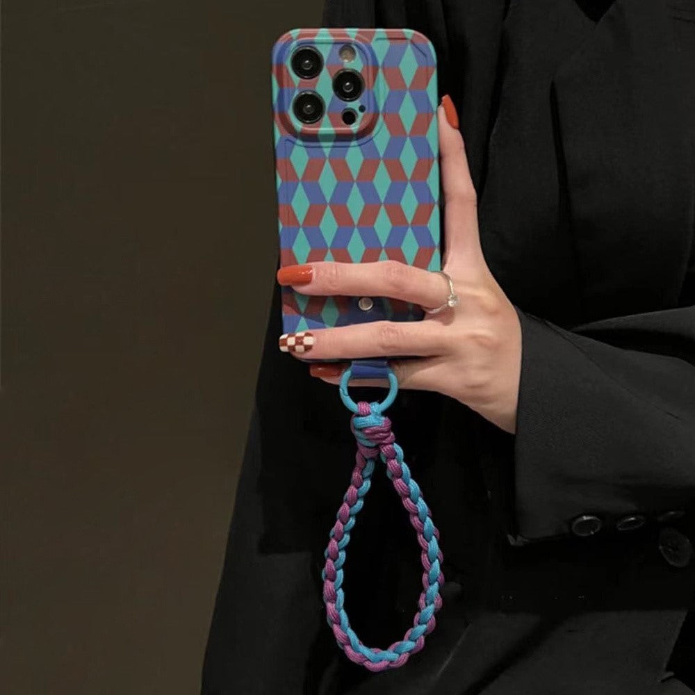 iPhone 13 Pro Cover Mønster Håndleds Strap – Lilla/Grøn - produktbillede 1