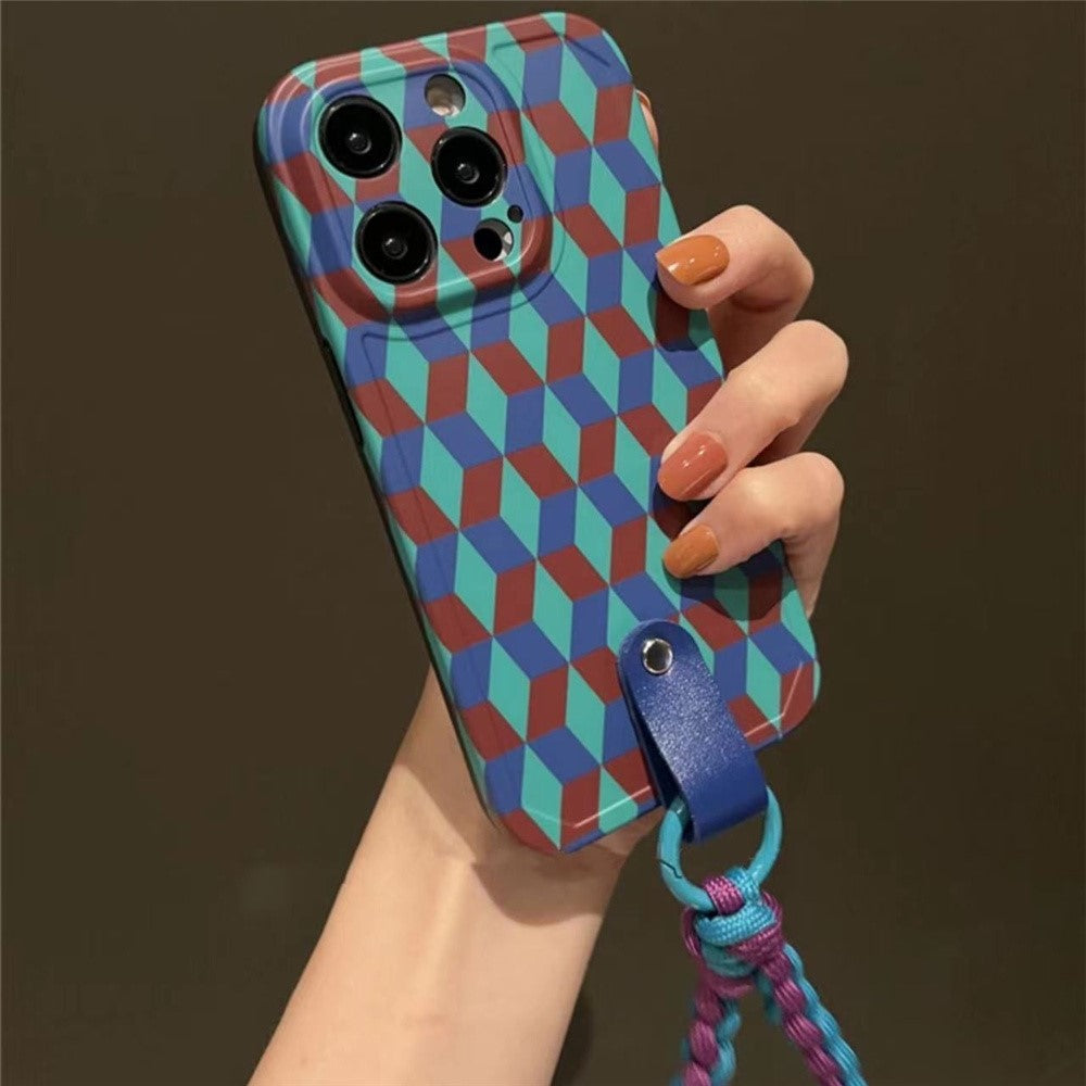 iPhone 13 Pro Cover Mønster Håndleds Strap – Lilla/Grøn - produktbillede 2