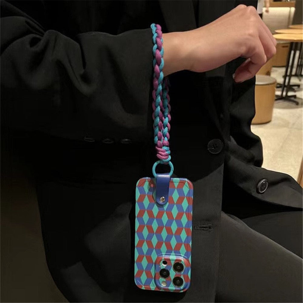 iPhone 13 Pro Cover Mønster Håndleds Strap – Lilla/Grøn - produktbillede 3