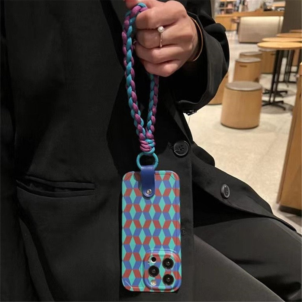 iPhone 13 Pro Cover Mønster Håndleds Strap – Lilla/Grøn - produktbillede 4