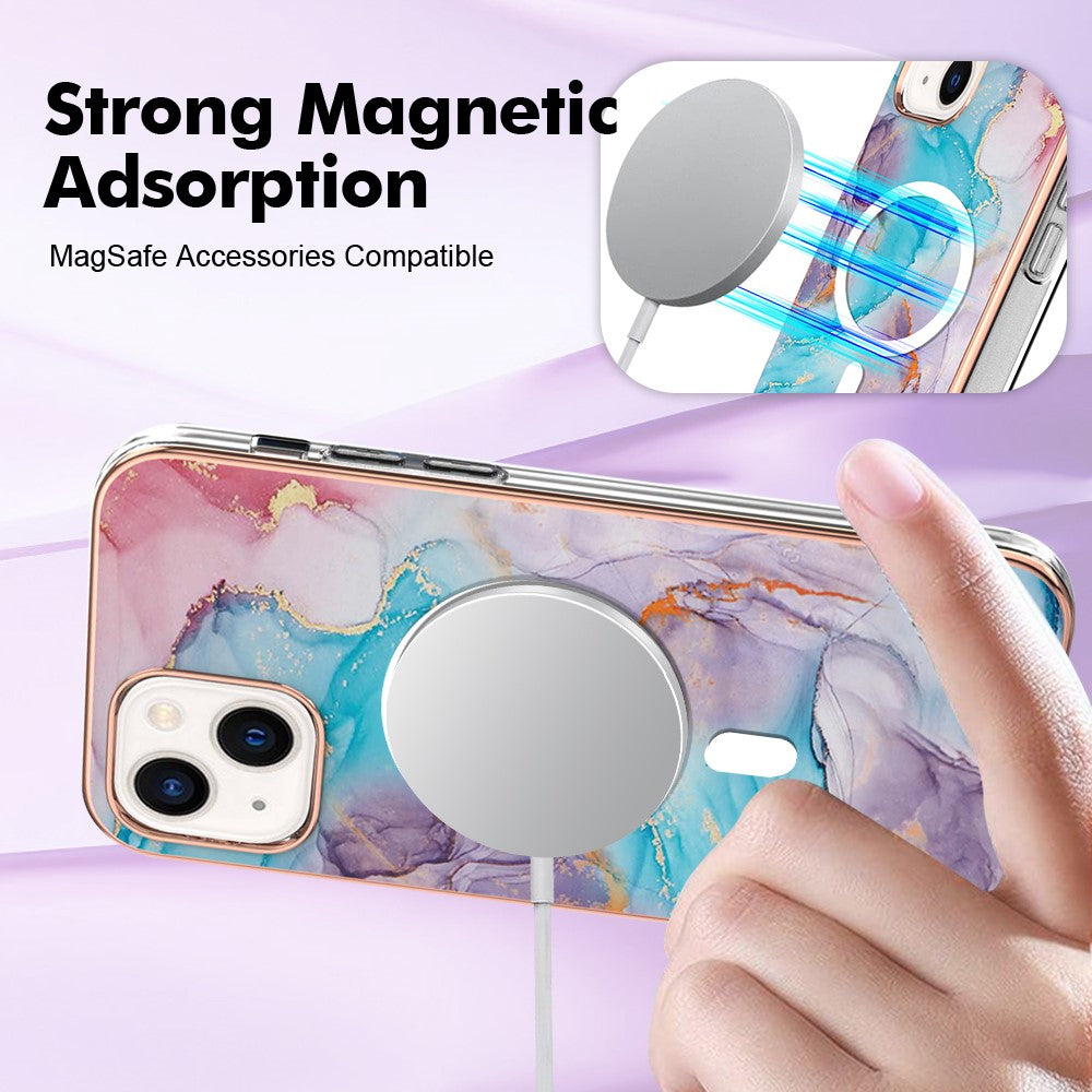 iPhone 14 Plus MagSafe Cover marmor – Blå - produktbillede 3