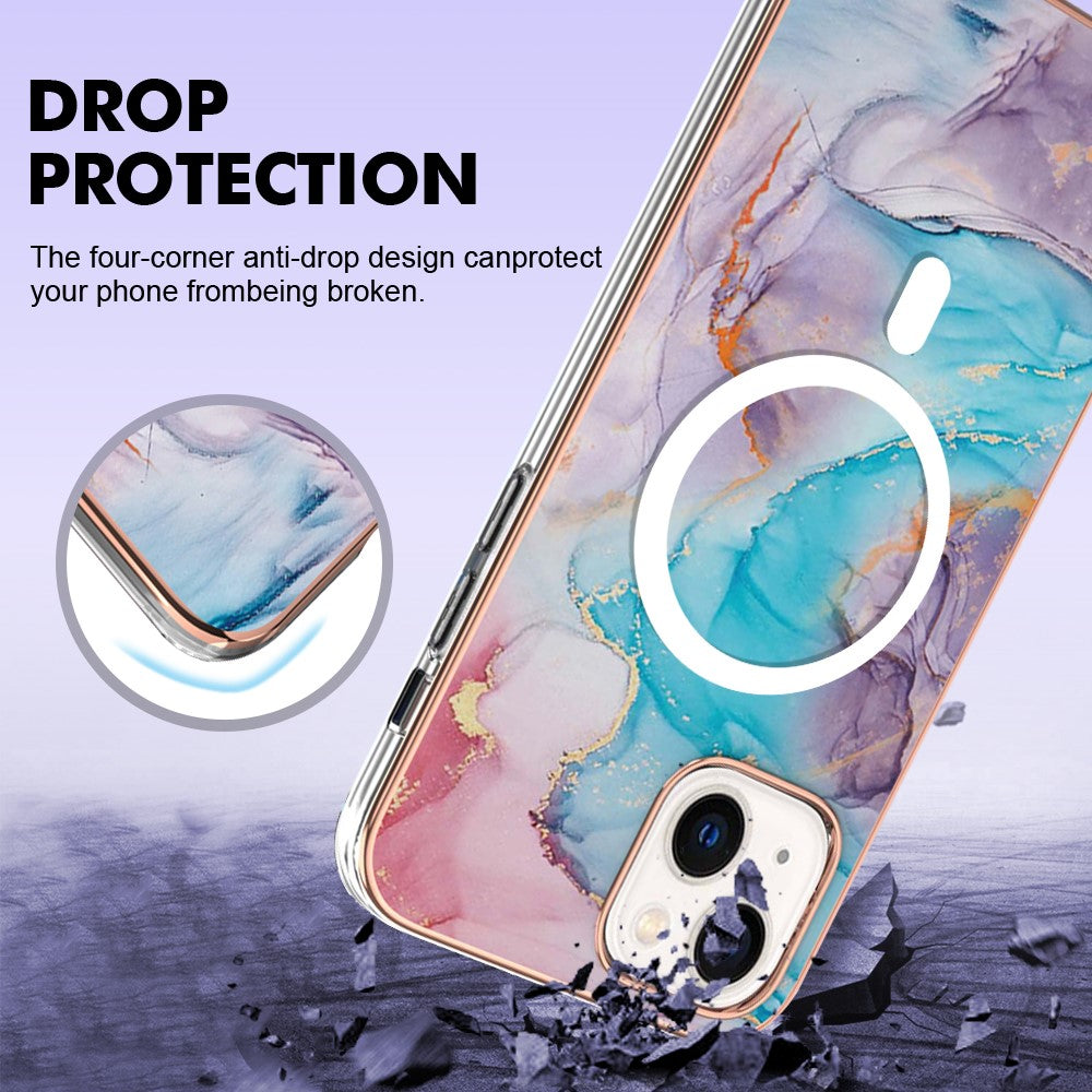 iPhone 14 Plus MagSafe Cover marmor – Blå - produktbillede 4