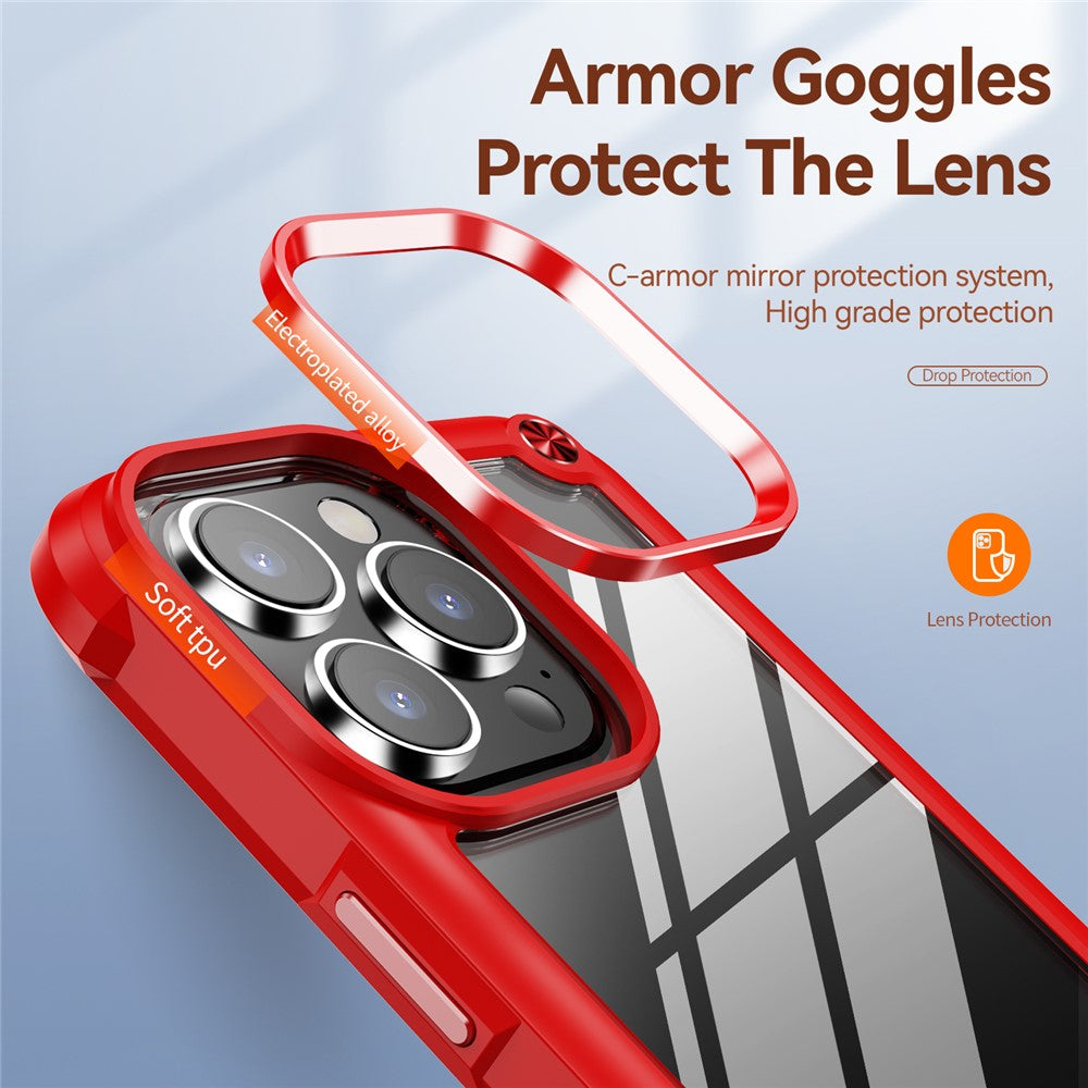iPhone 15 Pro Max Cover Alloy Lens Frame – Rød - produktbillede 2