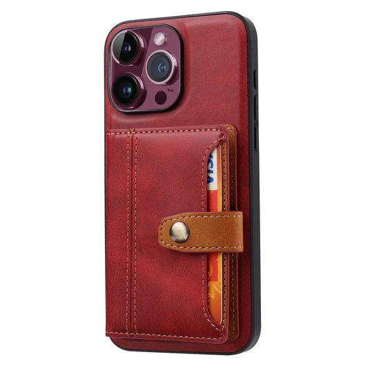 iPhone 15 Pro Læder Cover med kortholder M/ – Rød - produktbillede 1