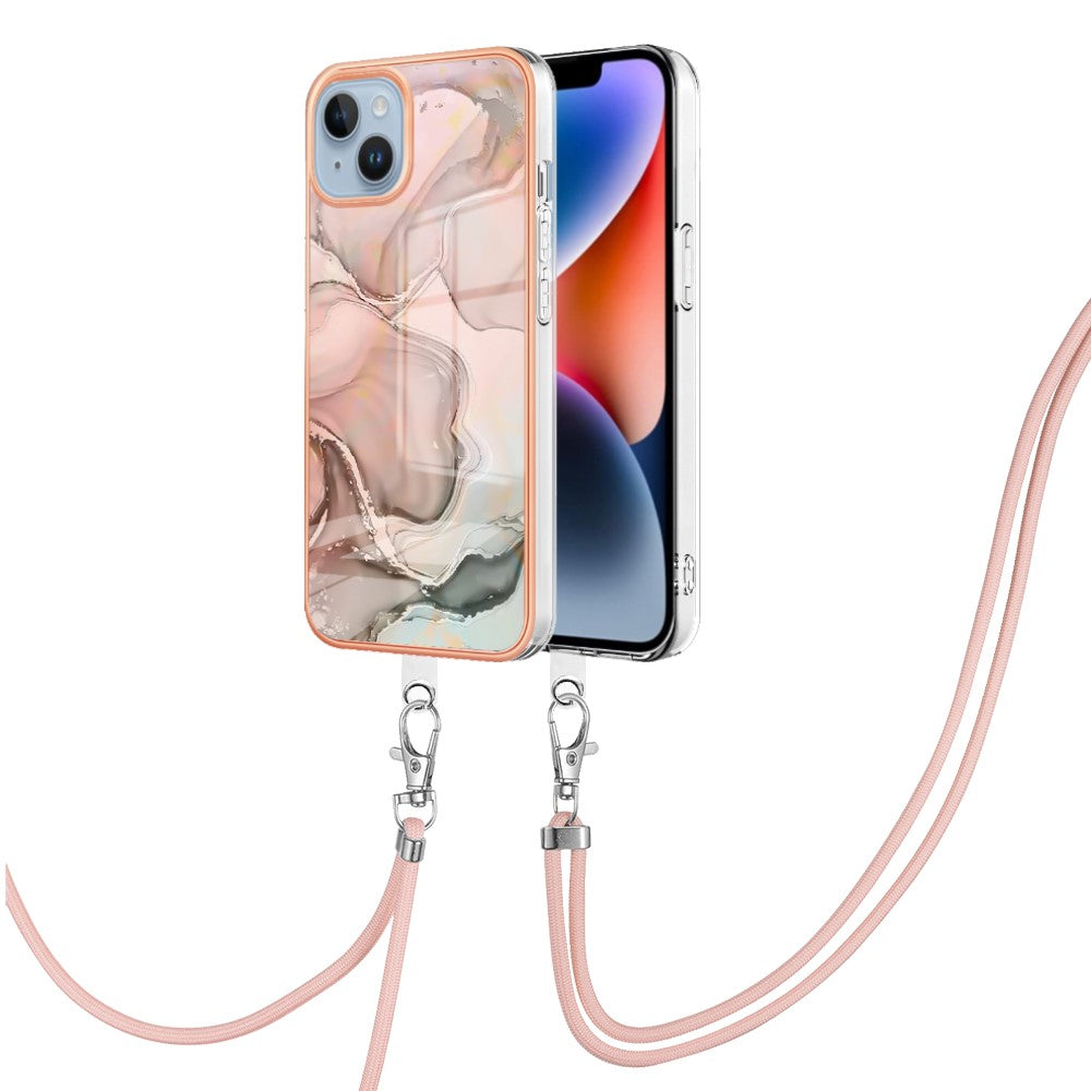 iPhone 15 plus/15 Plus Cover Marmor Halssnor – Pink - produktbillede 2