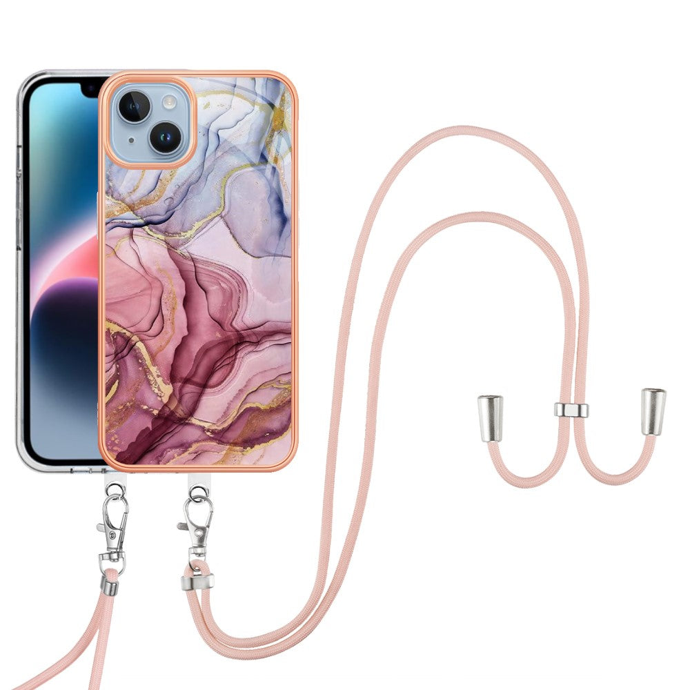 iPhone 15 plus/15 Plus Cover Marmor Halssnor Rosegold - produktbillede 1