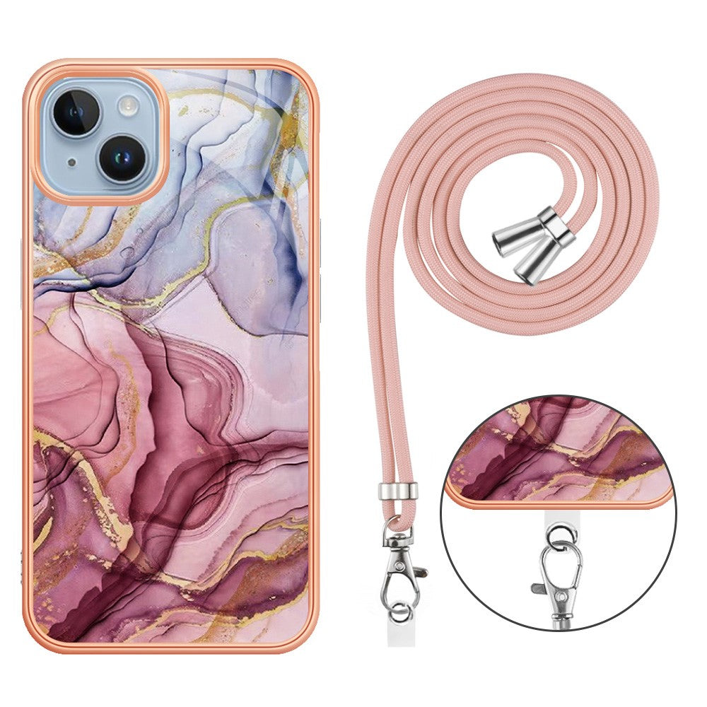 iPhone 15 plus/15 Plus Cover Marmor Halssnor Rosegold - produktbillede 4