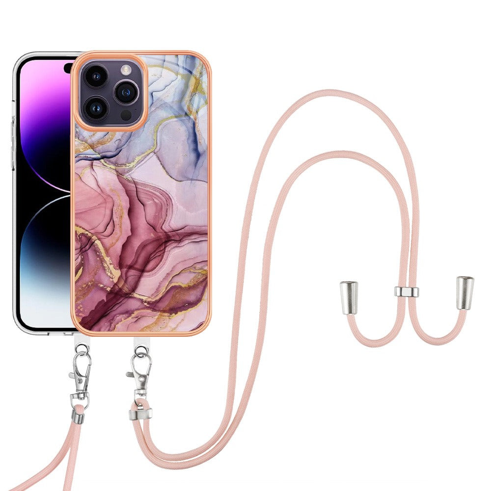 iPhone 15 Pro Cover Rosaguld Marmor M/snor - produktbillede 1