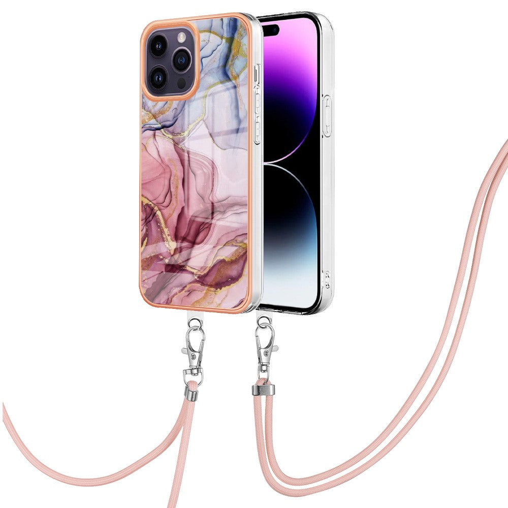 iPhone 15 Pro Cover Rosaguld Marmor M/snor - produktbillede 2