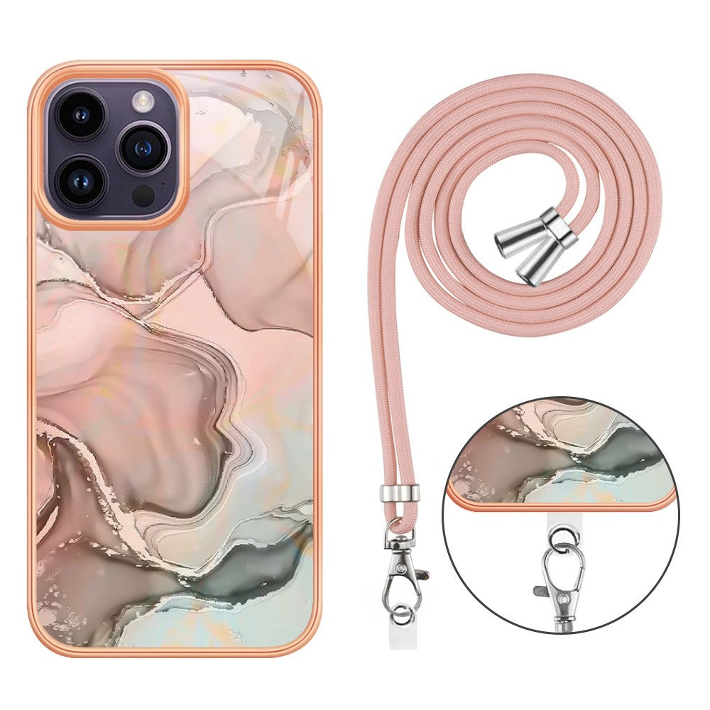 iPhone 15 pro Cover Marmor Halssnor – Pink - produktbillede 4