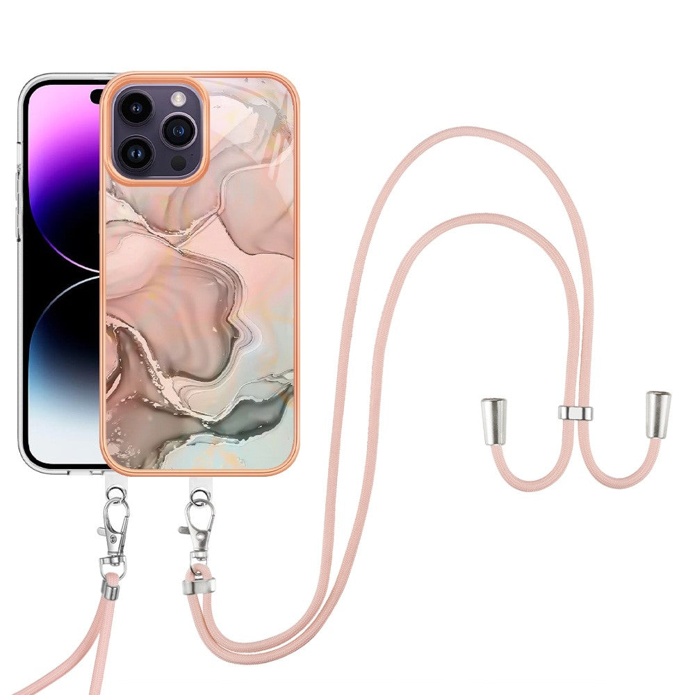 iPhone 15 pro Max Cover Marmor Halssnor – Pink - produktbillede 1