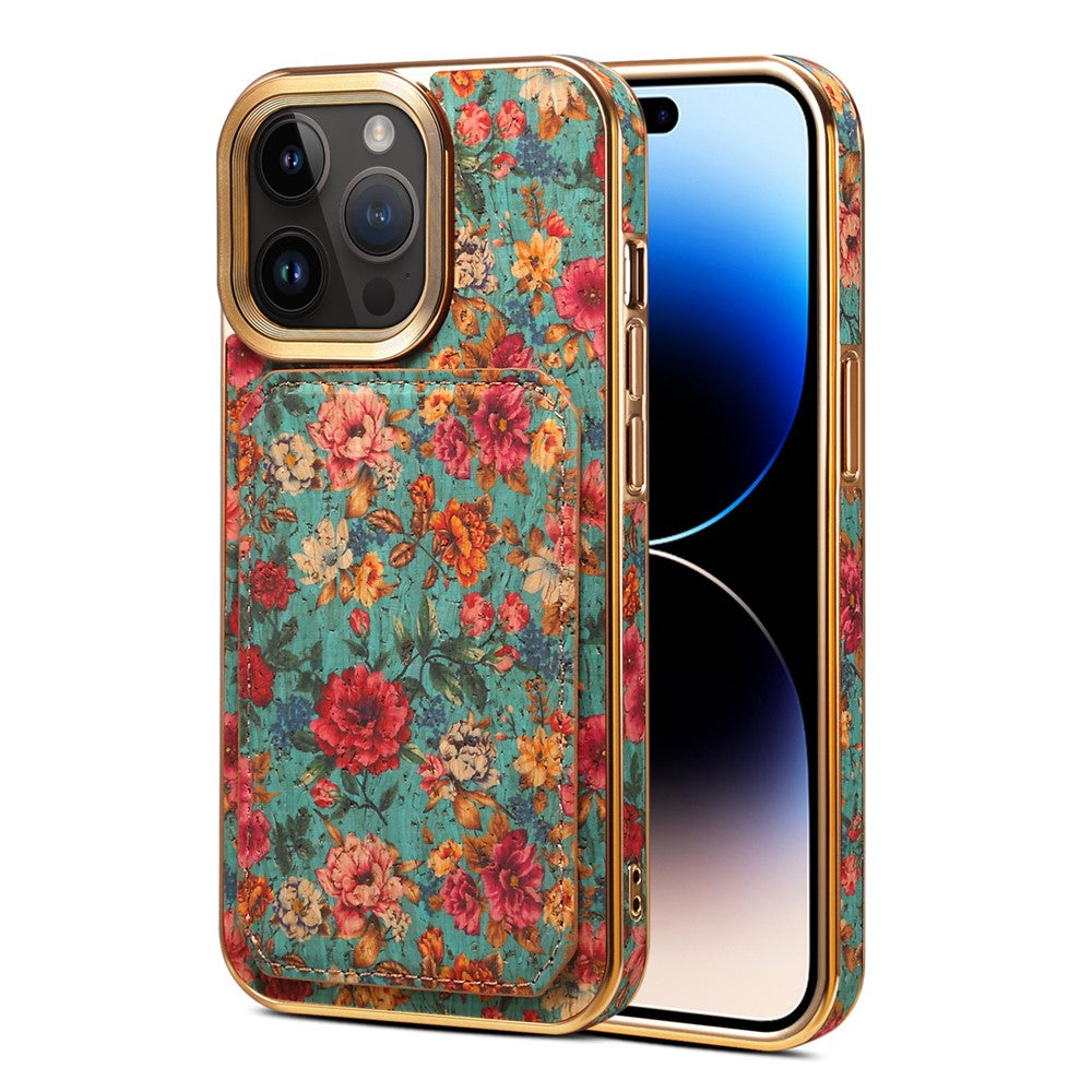 iPhone 15 Pro Max Læder Cover Blomster Art – Blå - produktbillede 1