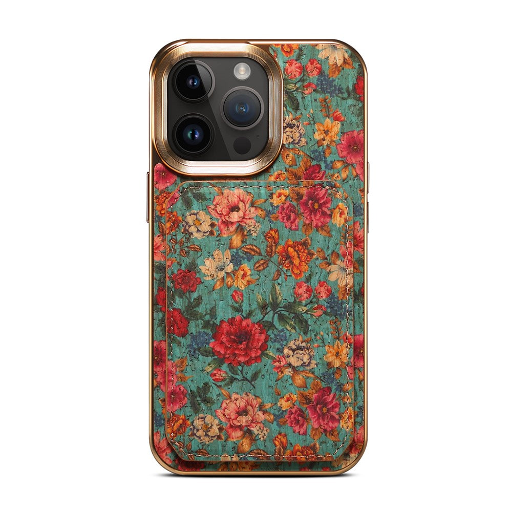 iPhone 15 Pro Max Læder Cover Blomster Art – Blå