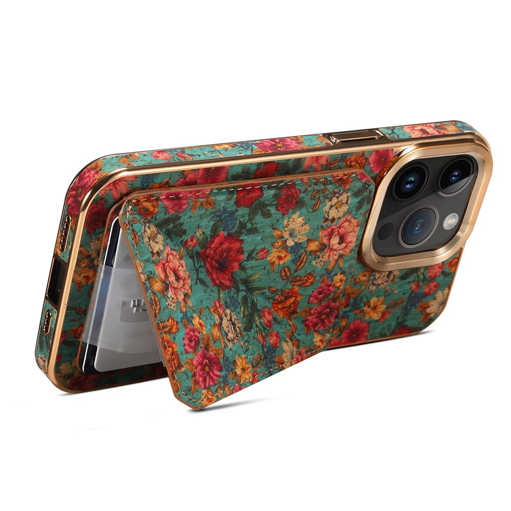 iPhone 15 Pro Max Læder Cover Blomster Art – Blå - produktbillede 5
