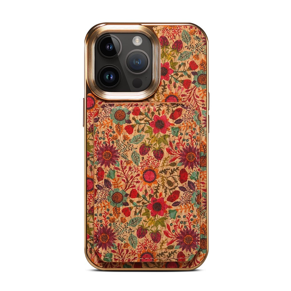 iPhone 15 Pro Max Læder Cover Blomster Art – Lilla - produktbillede 2