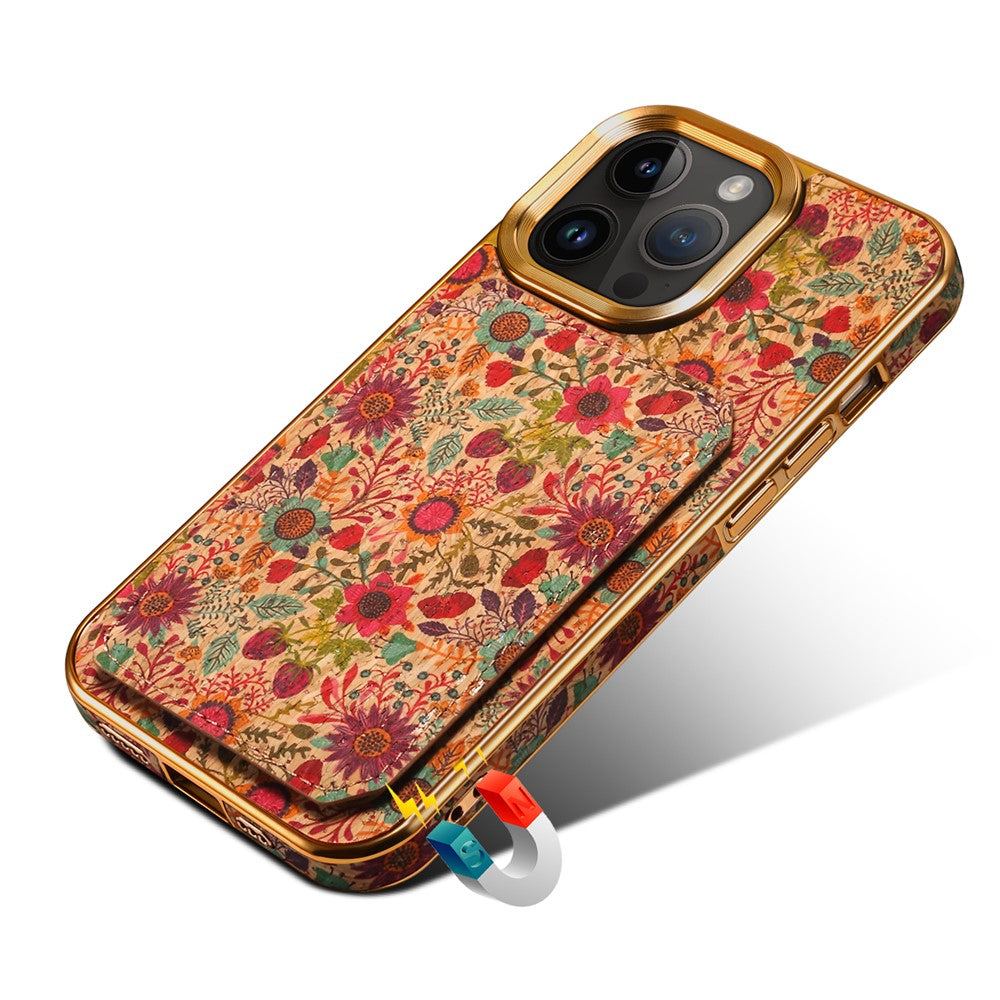 iPhone 15 Pro Max Læder Cover Blomster Art – Lilla - produktbillede 3