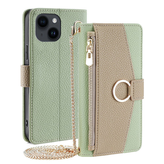 iPhone 15 Plus Wallet Flip Cover spejl og holder – Grøn - produktbillede 1
